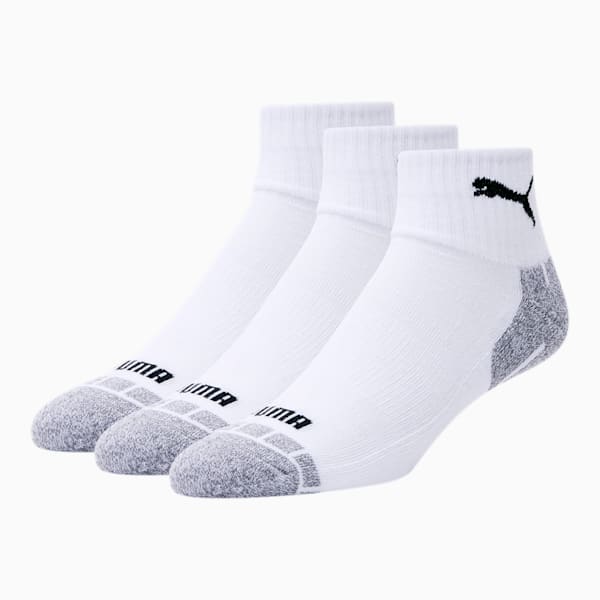 Men's Quarter Crew Cat Socks [3 Pack], WHITE / BLACK